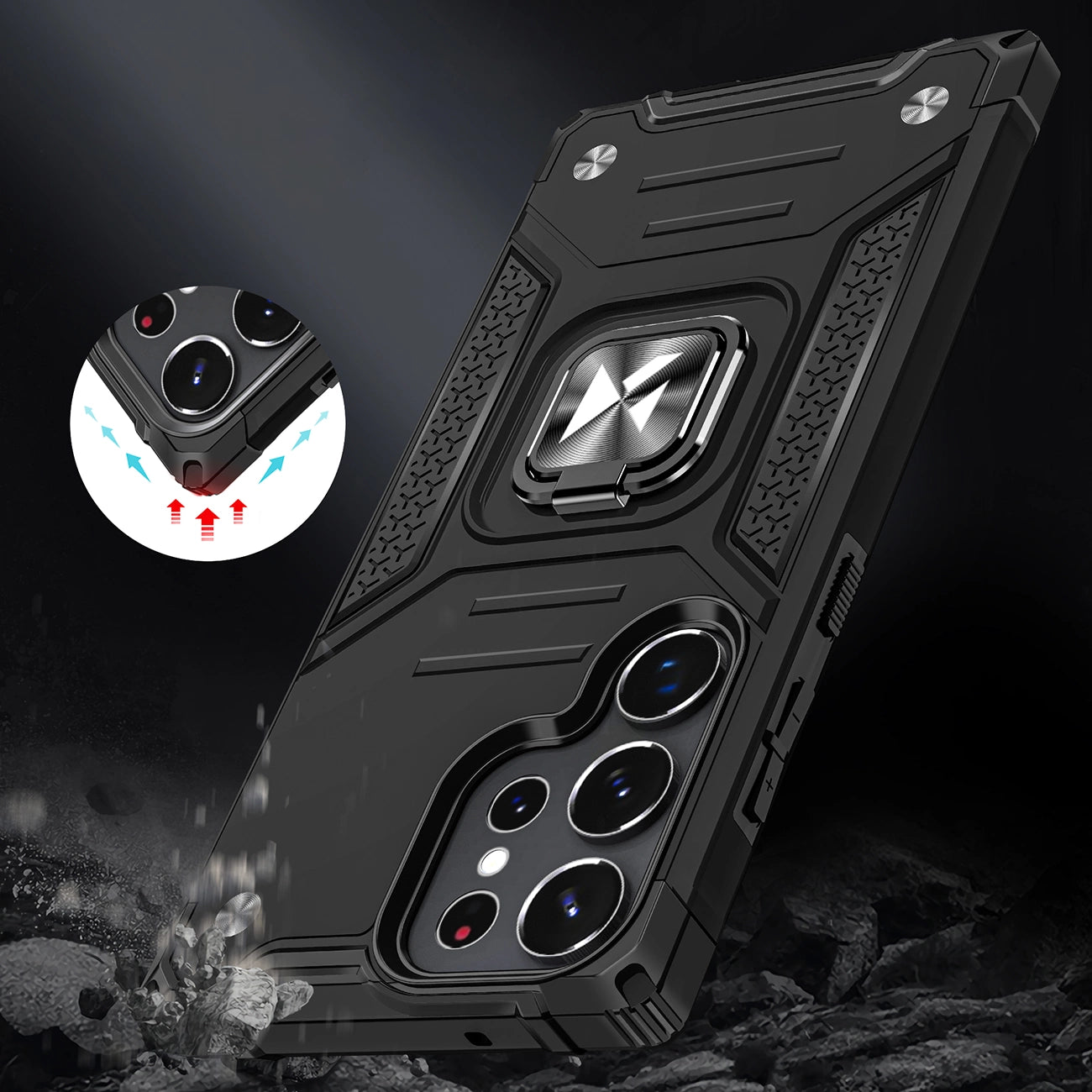 Wozinsky Ring Armor case for Samsung Galaxy S23 Ultra armored cover magnetic holder ring black_6