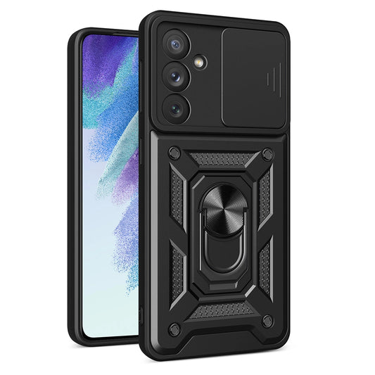 Hybrid Armor Camshield case for Samsung Galaxy A54 5G armored case with camera cover black_0