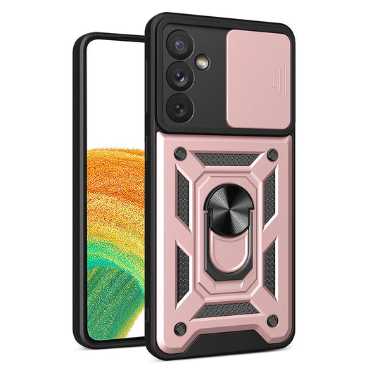 Hybrid Armor Camshield case for Samsung Galaxy A34 5G armored case with camera cover pink_0