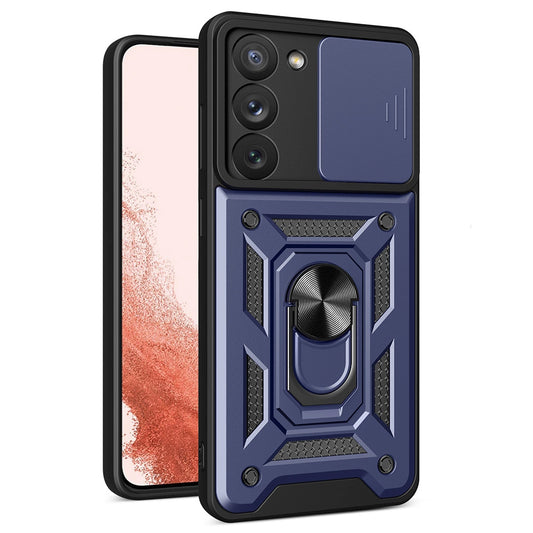 Hybrid Armor Camshield case for Samsung Galaxy S23+ armored case with camera cover blue_0