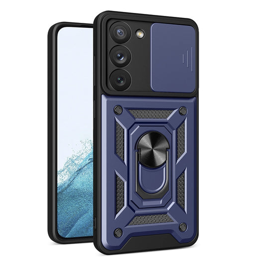 Hybrid Armor Camshield case for Samsung Galaxy S23 armored case with camera cover blue_0