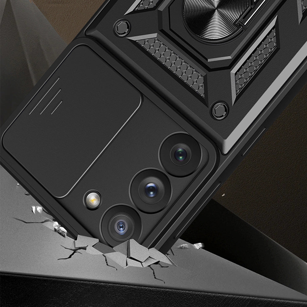 Hybrid Armor Camshield case for Samsung Galaxy S23 armored case with camera cover blue_1