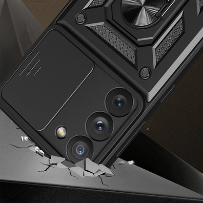 Hybrid Armor Camshield case for Samsung Galaxy S23 armored case with camera cover blue_1