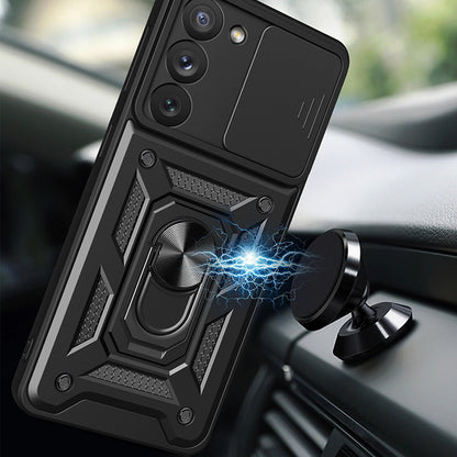 Hybrid Armor Camshield case for Samsung Galaxy S23 armored case with camera cover blue_2