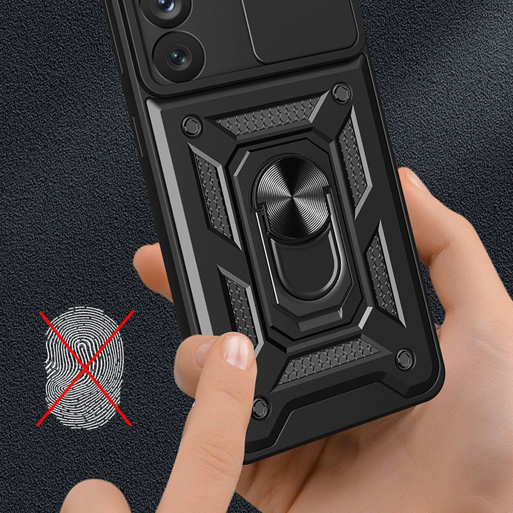 Hybrid Armor Camshield case for Samsung Galaxy S23 armored case with camera cover blue_4