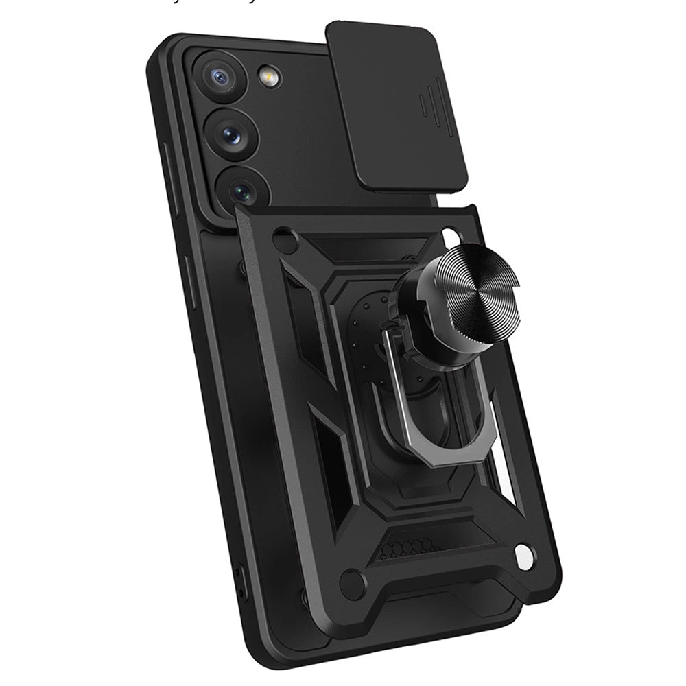 Hybrid Armor Camshield case for Samsung Galaxy S23 armored case with camera cover blue_7