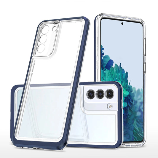 Clear 3in1 case for Samsung Galaxy S23+ silicone cover with frame blue_0