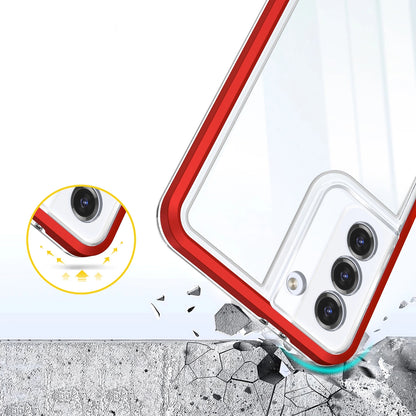 Clear 3in1 case for Samsung Galaxy S23 silicone cover with frame red_4