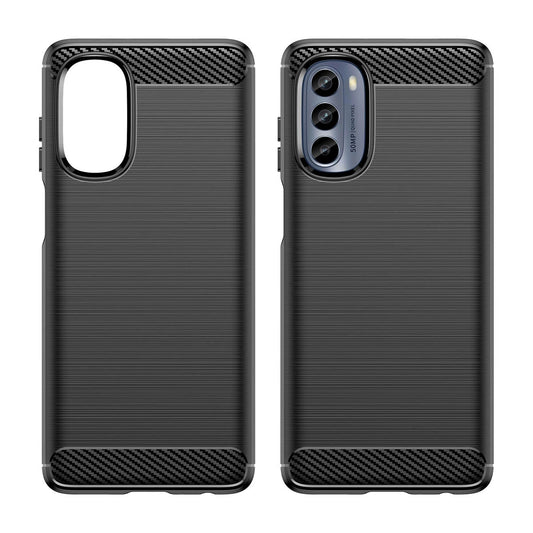Carbon Case for Motorola Moto G62 5G flexible silicone carbon cover black_0