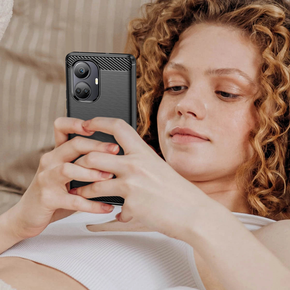 Carbon Case case for Realme 10 Pro+ flexible silicone carbon cover black_10