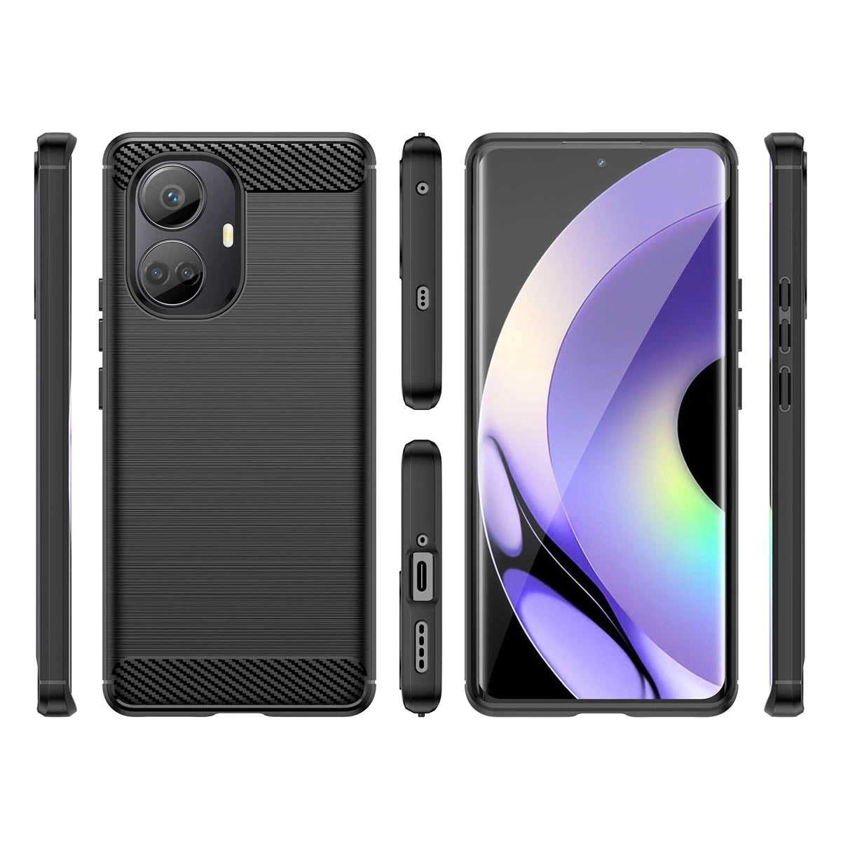 Carbon Case case for Realme 10 Pro+ flexible silicone carbon cover black_2