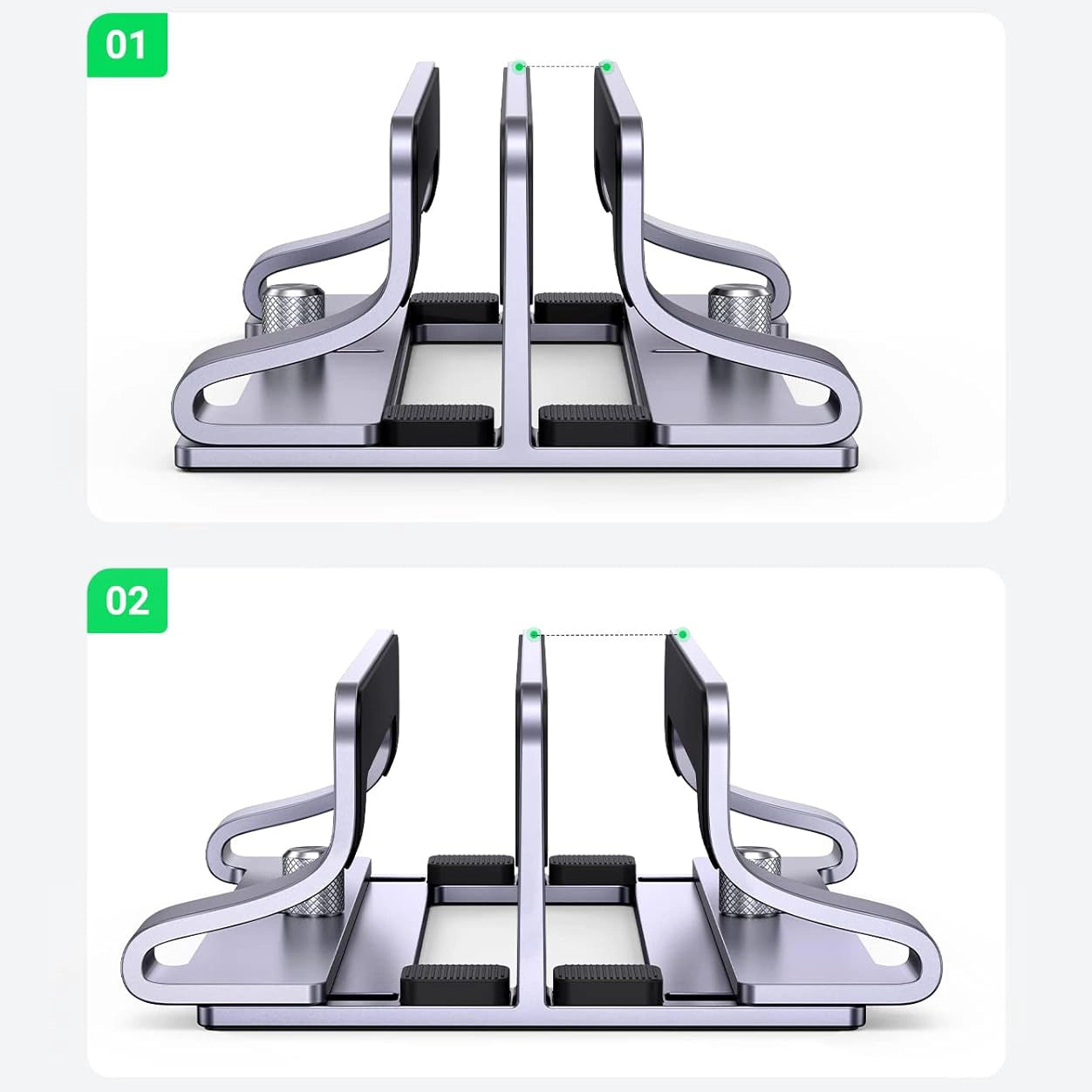 Ugreen LP258 Vertical Stand for 2 Devices Aluminum for Laptop Tablet - Silver_3