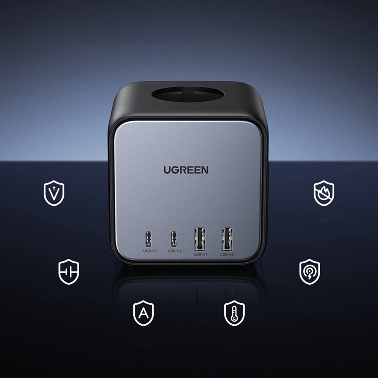 Ugreen cube power strip 65W USB / USB C + 3x AC socket black (CD268)_4