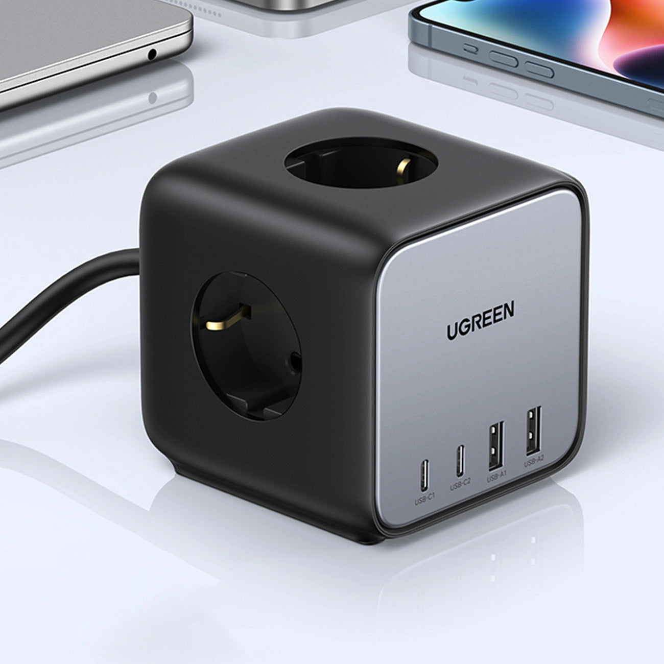 Ugreen cube power strip 65W USB / USB C + 3x AC socket black (CD268)_7