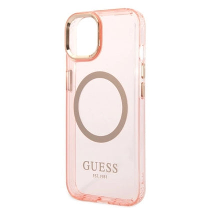 Guess GUHMP14SHTCMP iPhone 14 6.1&quot; pink/pink hard case Gold Outline Translucent MagSafe_5