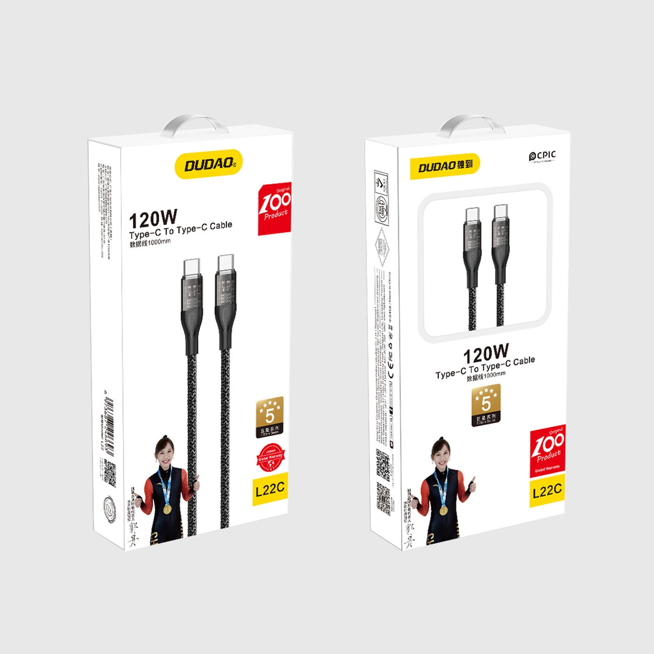 Dudao L22C USB-C - USB-C cable 120W 1m - gray_5