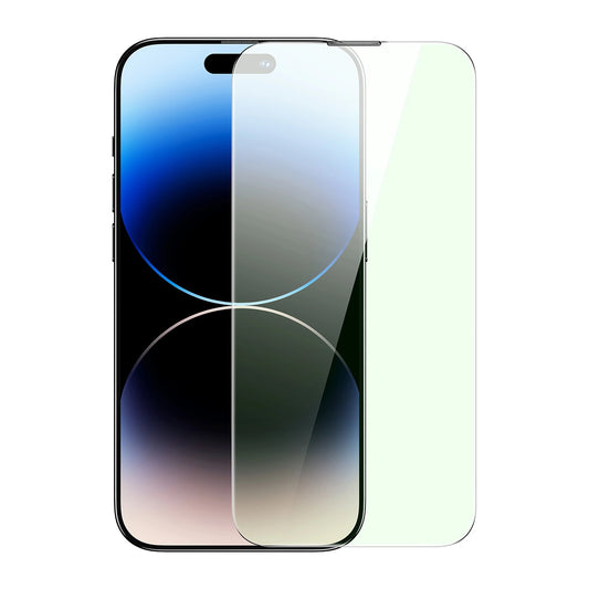 Baseus Full Screen Tempered Glass for iPhone 14 Pro Max with Anti Blue Light Filter and 0.3mm Speaker Cover + Mounting Frame_0
