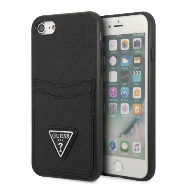 Guess GUHCI8PSATPK iPhone 7/8 SE 2020 / SE 2022 hardcase black/black hardcase Saffiano Triangle Logo Cardslot_0