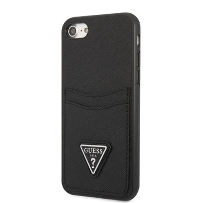 Guess GUHCI8PSATPK iPhone 7/8 SE 2020 / SE 2022 hardcase black/black hardcase Saffiano Triangle Logo Cardslot_1