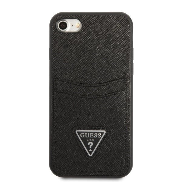 Guess GUHCI8PSATPK iPhone 7/8 SE 2020 / SE 2022 hardcase black/black hardcase Saffiano Triangle Logo Cardslot_2