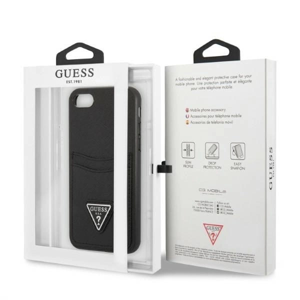 Guess GUHCI8PSATPK iPhone 7/8 SE 2020 / SE 2022 hardcase black/black hardcase Saffiano Triangle Logo Cardslot_7