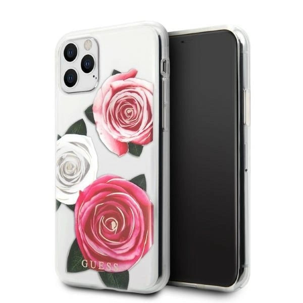 Guess GUHCN58ROSTRT iPhone 11 Pro transparent hardcase Flower Desire Pink & White Rose_0