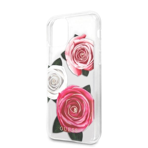 Guess GUHCN58ROSTRT iPhone 11 Pro transparent hardcase Flower Desire Pink & White Rose_2