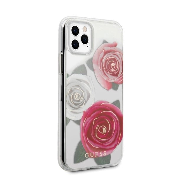 Guess GUHCN58ROSTRT iPhone 11 Pro transparent hardcase Flower Desire Pink & White Rose_4