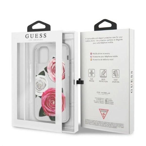 Guess GUHCN58ROSTRT iPhone 11 Pro transparent hardcase Flower Desire Pink & White Rose_6