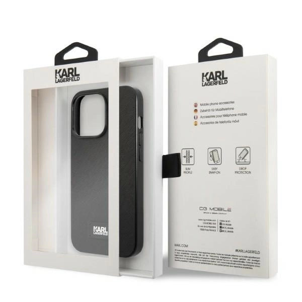 Karl Lagerfeld KLHCP13LSFMP2K iPhone 13 Pro / 13 6.1&quot; hardcase black/black Saffiano Plaque_7