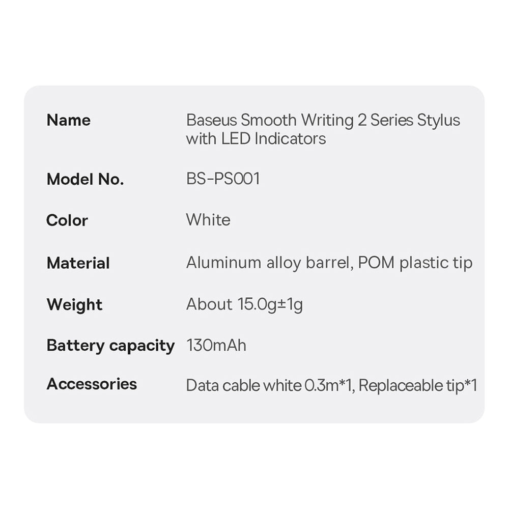 Active stylus for iPad Baseus Smooth Writing 2 SXBC060402 - white_24