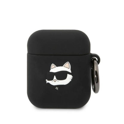 Karl Lagerfeld KLA2RUNCHK AirPods 1/2 cover black/black Silicone Choupette Head 3D_0