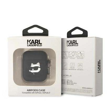 Karl Lagerfeld KLA2RUNCHK AirPods 1/2 cover black/black Silicone Choupette Head 3D_2