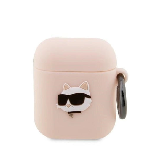 Karl Lagerfeld KLA2RUNCHP AirPods 1/2 cover pink/pink Silicone Choupette Head 3D_0