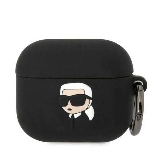 Karl Lagerfeld Silicone Karl Head 3D Case for AirPods 3 - Black_0