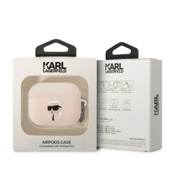 Karl Lagerfeld KLAPRUNIKP AirPods Pro cover pink/pink Silicone Karl Head 3D_2
