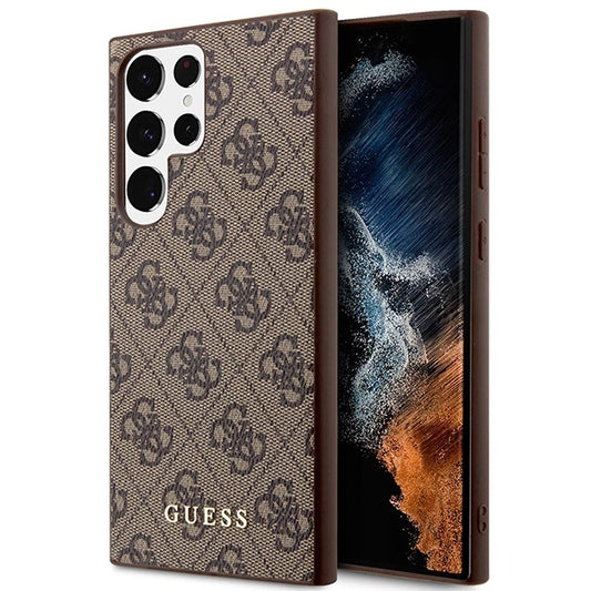 Guess GUHCS23LG4GFBR S23 Ultra S918 brown/brown hard case 4G Metal Gold Logo_0