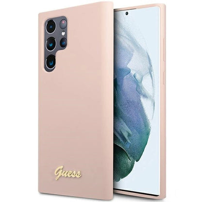 Guess GUHCS23LLSLMGPP S23 Ultra S918 pink/pink hardcase Silicone Script Metal Logo_0