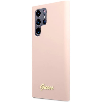 Guess GUHCS23LLSLMGPP S23 Ultra S918 pink/pink hardcase Silicone Script Metal Logo_1