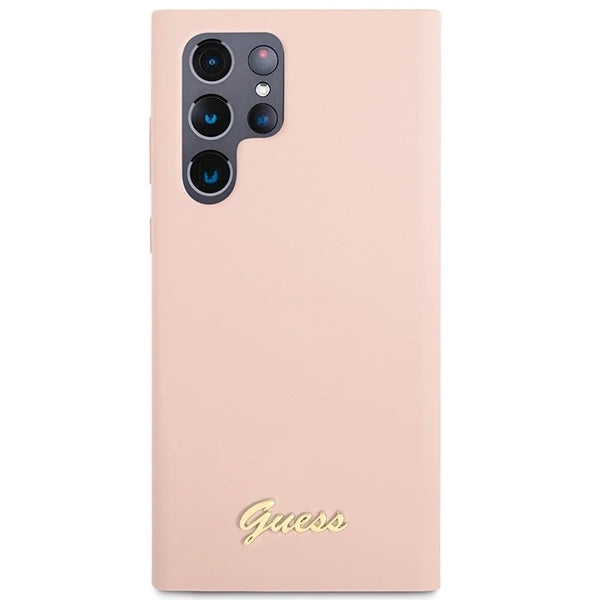 Guess GUHCS23LLSLMGPP S23 Ultra S918 pink/pink hardcase Silicone Script Metal Logo_2