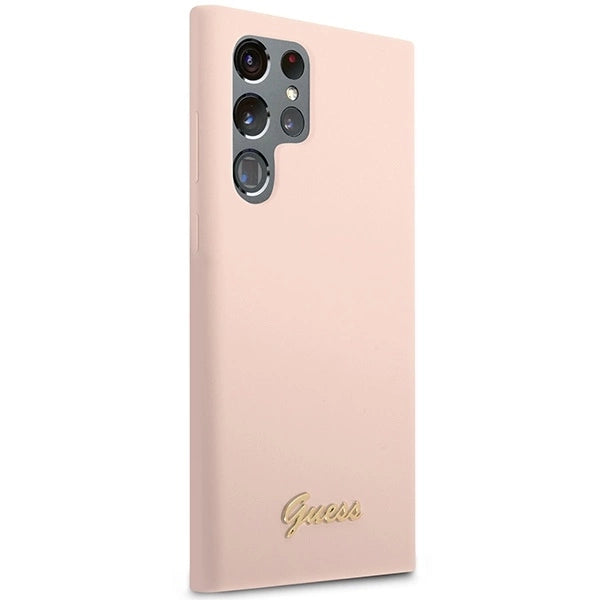 Guess GUHCS23LLSLMGPP S23 Ultra S918 pink/pink hardcase Silicone Script Metal Logo_3