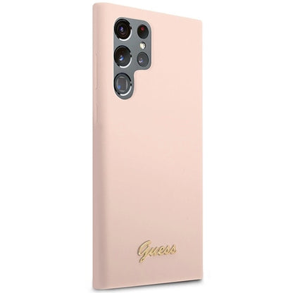 Guess GUHCS23LLSLMGPP S23 Ultra S918 pink/pink hardcase Silicone Script Metal Logo_3