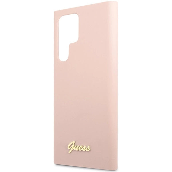 Guess GUHCS23LLSLMGPP S23 Ultra S918 pink/pink hardcase Silicone Script Metal Logo_5