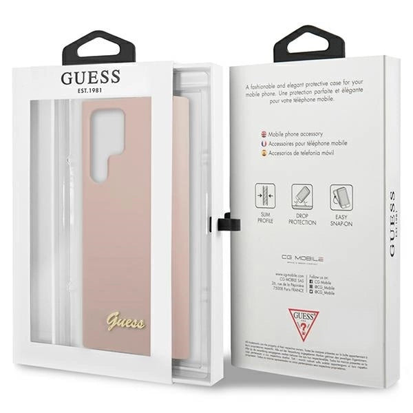 Guess GUHCS23LLSLMGPP S23 Ultra S918 pink/pink hardcase Silicone Script Metal Logo_7