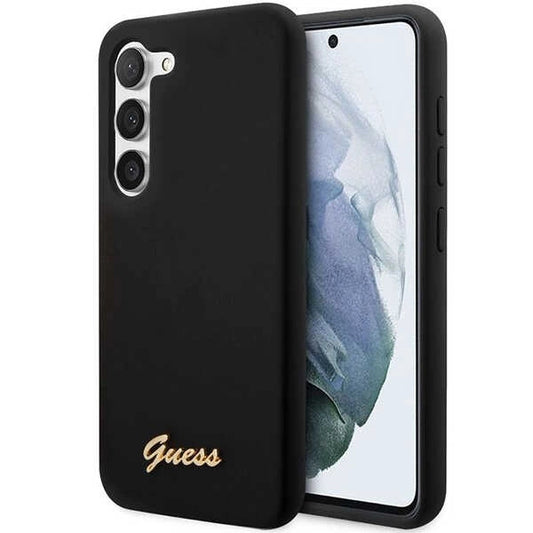 Guess GUHCS23MSLSMK S23+ S916 black/black hardcase Silicone Vintage Gold Logo_0