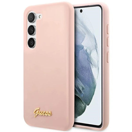 Guess GUHCS23SLSLMGPP S23 S911 pink/pink hardcase Silicone Script Metal Logo_0
