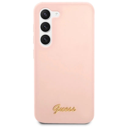 Guess GUHCS23SLSLMGPP S23 S911 pink/pink hardcase Silicone Script Metal Logo_2