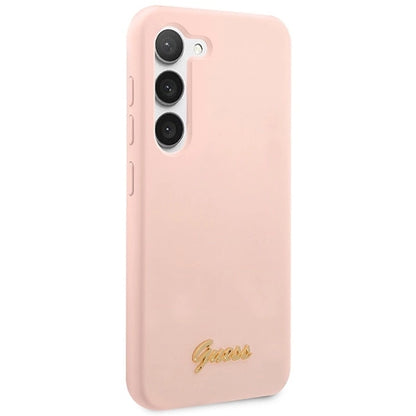 Guess GUHCS23SLSLMGPP S23 S911 pink/pink hardcase Silicone Script Metal Logo_3