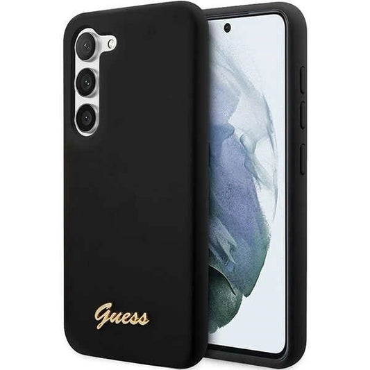 Guess GUHCS23SSLSMK S23 S911 black/black hardcase Silicone Vintage Gold Logo_0