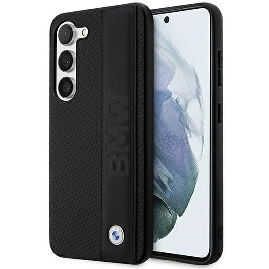 Case BMW BMHCS23M22RDPK S23+ S916 black/black hardcase Leather Textured &amp; Stripe_0